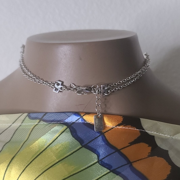 American Eagle Choker Necklace Silver Tone Lapis Lazuli Trendy Fashion Jewelry - Picture 2 of 4